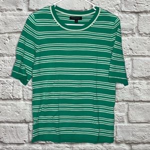 Banana‎ Republic Wool Top Blouse Freen White Striped Size Women's Medium